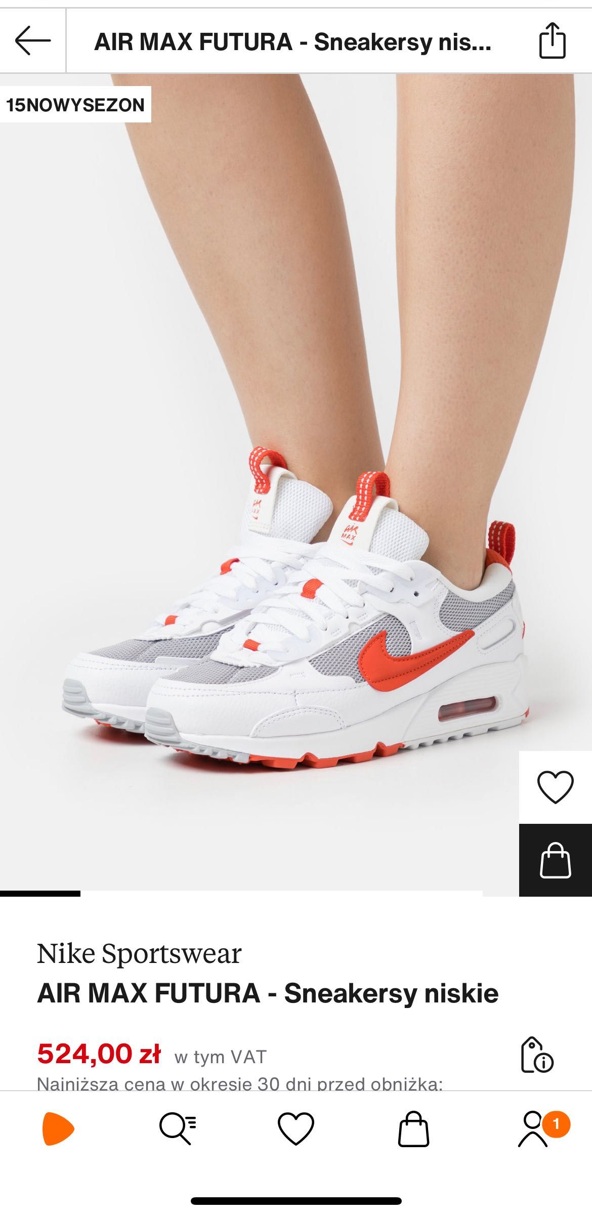 WMNS air max 90 futura nike - Sneakersy niskie 41 pomarańczowy biały