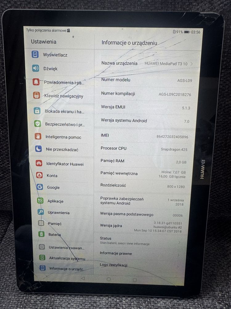 Tablet Huawei mediapad t3 10