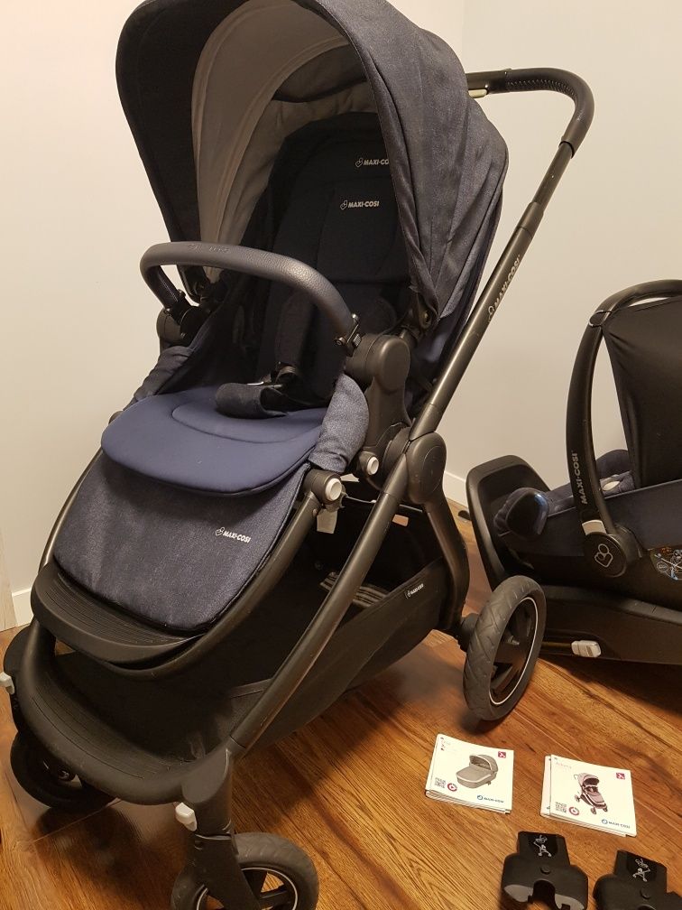 Wózek Maxi Cosi Oria  Adorra 3w1, 4w1, fotelik, baza isofix, bdb stan!