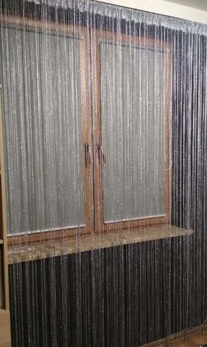 Firany makaron białe połyskujące 140 x 250 cm ! 2 sztuki !