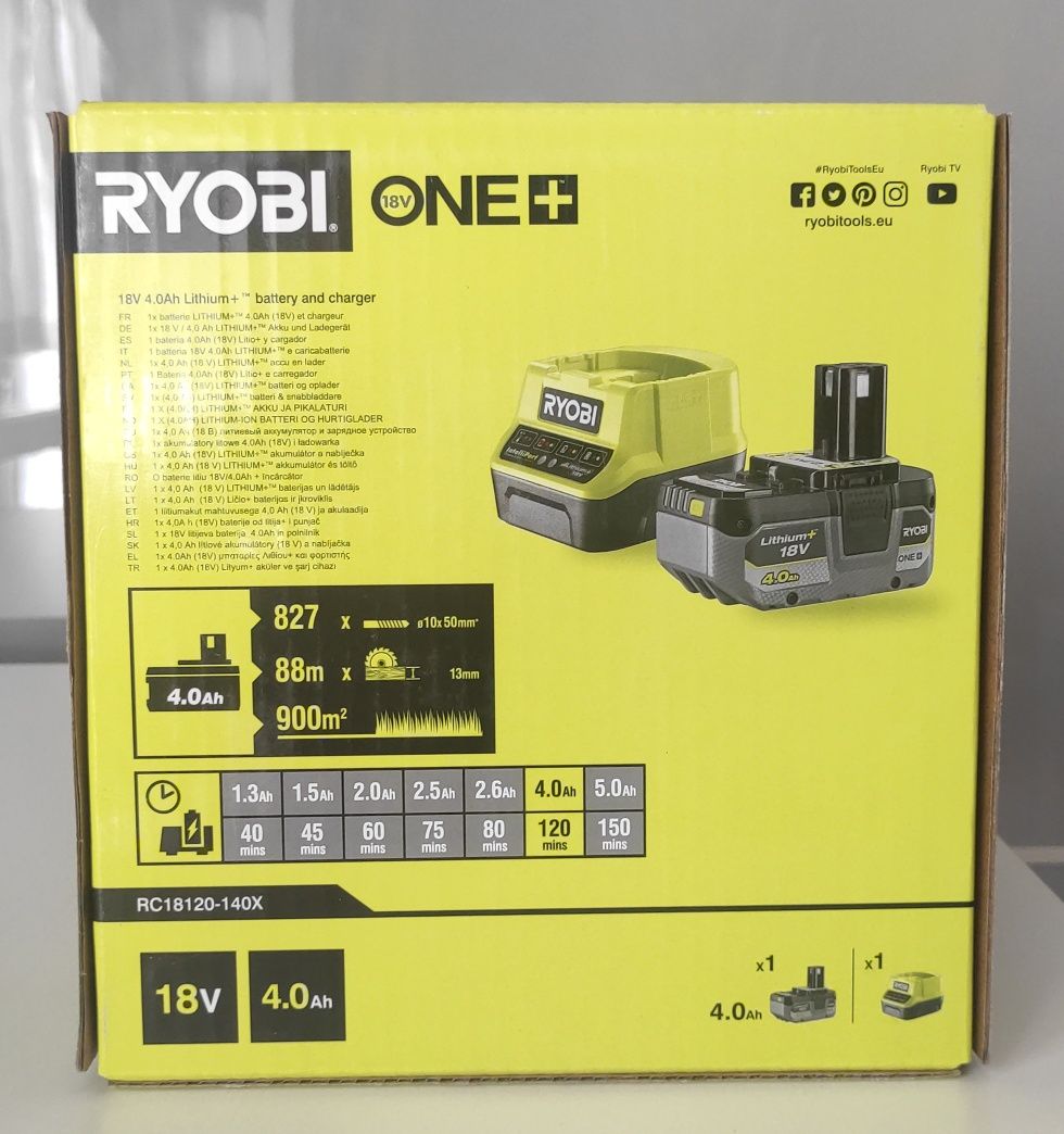 Ryobi One + Bateria akumulator 4.0 Ah 18V ładowarka nowa