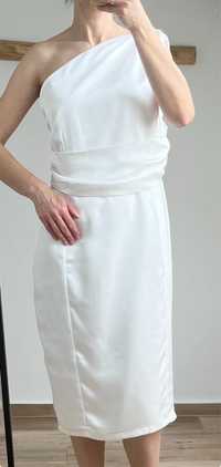 Szykowna Biała sukienka 44 46 boohoo suknia