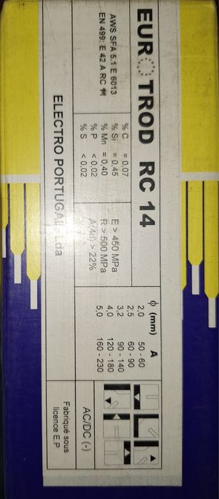 Eléctrodos para ferro - 4 mm - Marca Electro Portugal - Novos