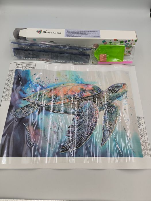 Haft diamentowy Diamond painting żółw 30x40