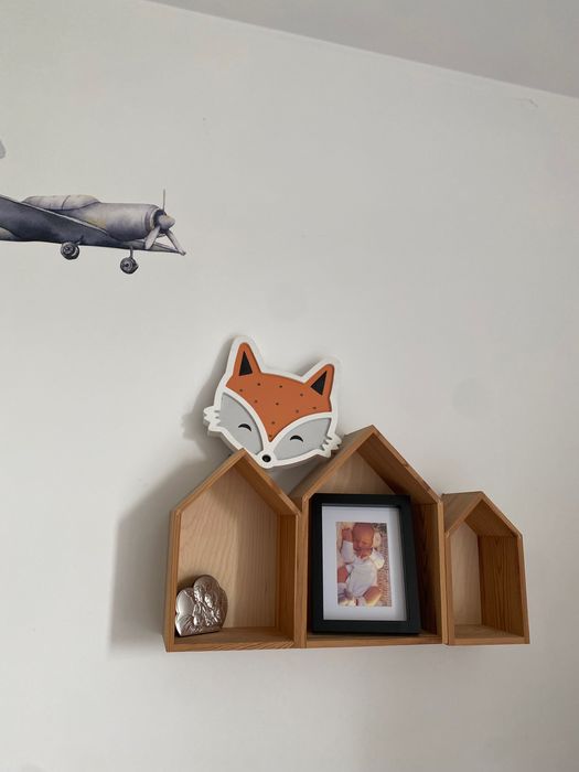 Półka domek do pokoju dziecięcego 3szt plus lampka