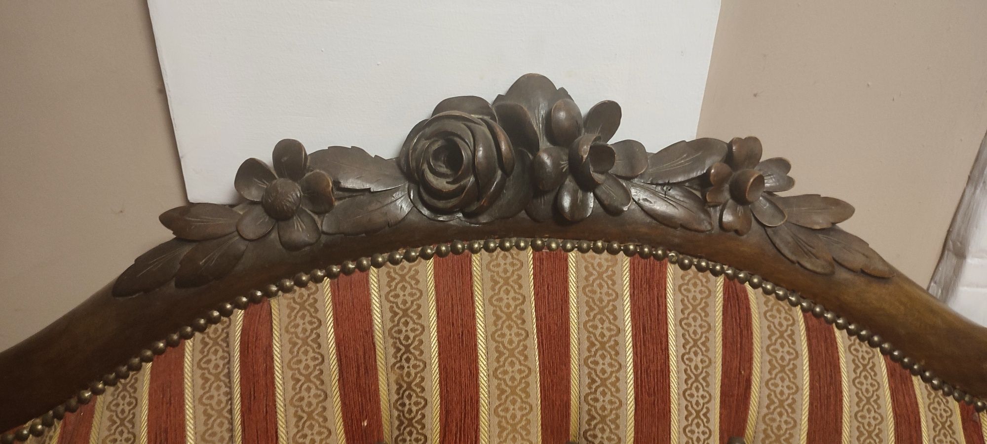 Sofa + 4 krzesła ludwikowska antyk lite drewno rzeźbione