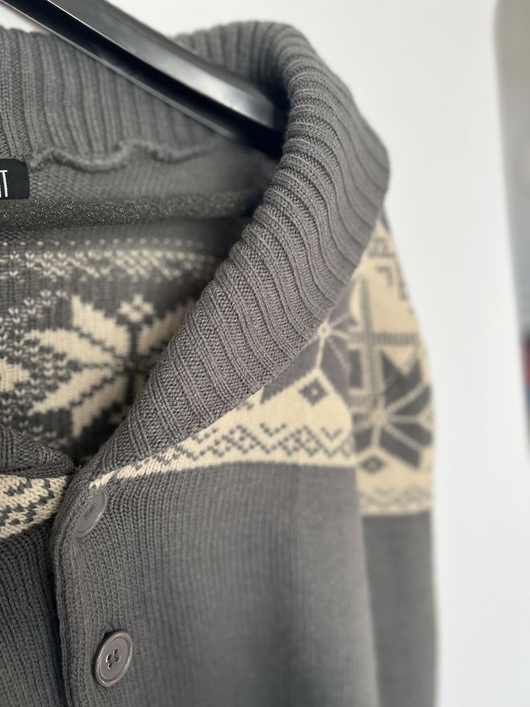 Sweter meski rozpinany scandi z wełną szary