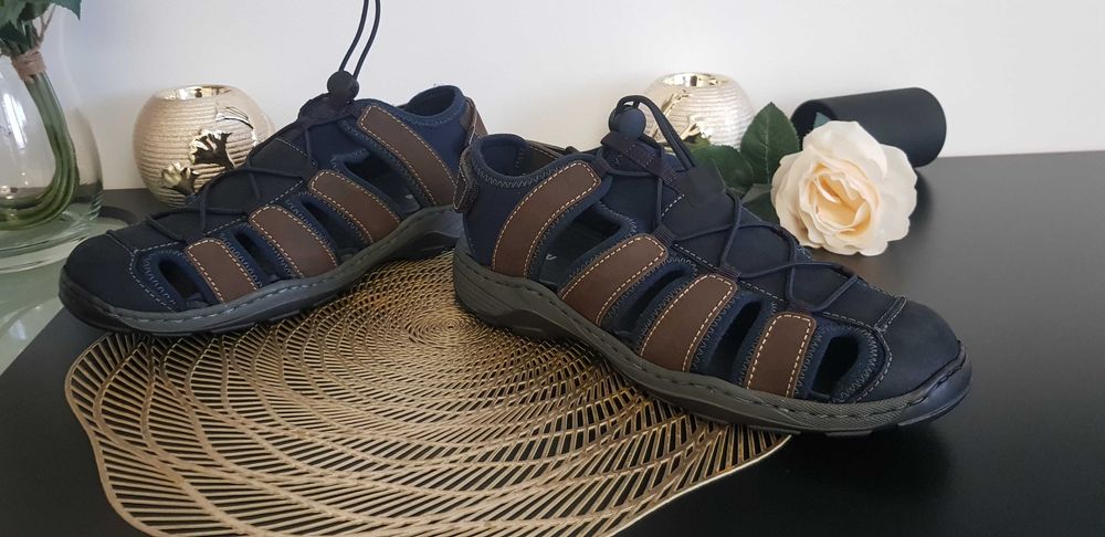 Sandały męskie Manitu skóra trekkingowe brown/navy r 40,41,44,45