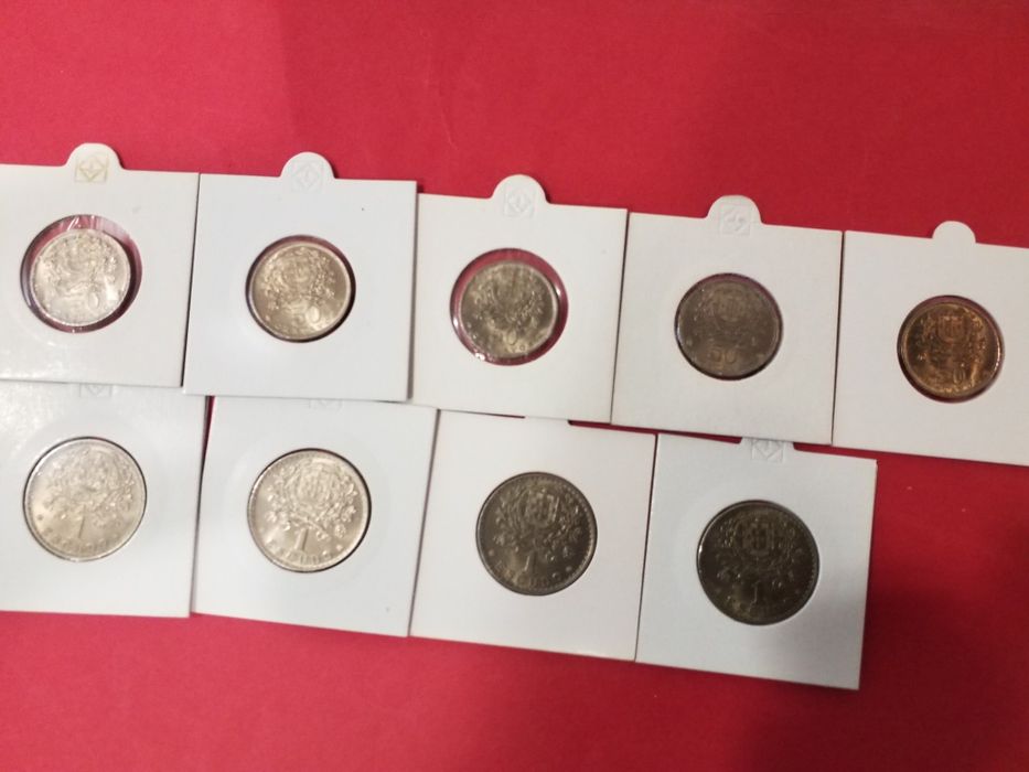 Moedas antigas portuguesas em alpaca.