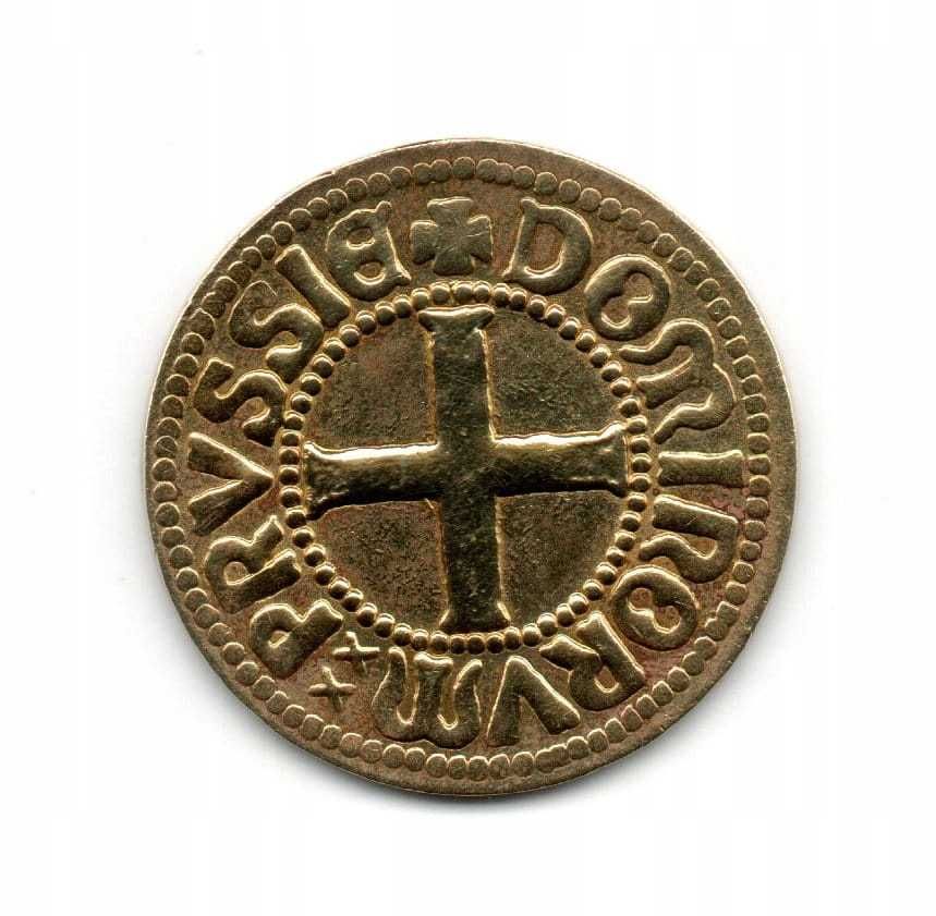 Współczesna kopia monety krzyżackiej - Kwartnik