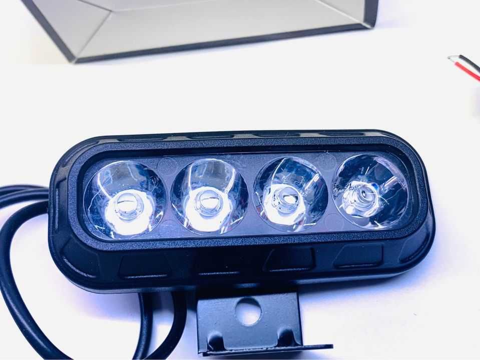 2 x Lampa Led soczewkowa biała 12W 12V z uchwytem. 8,5 x 3,5cm