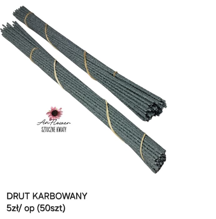 Drut wyrobowy prosty karbowany  łodygi do kwiatów 50szt