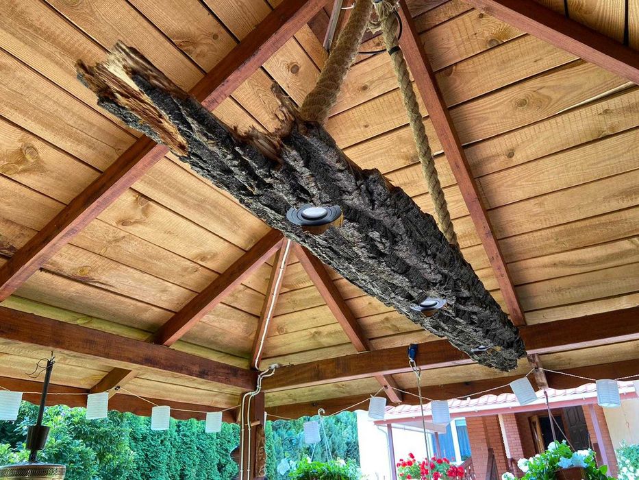 Lampa wisząca z kory TOPOLA KORA loft belka