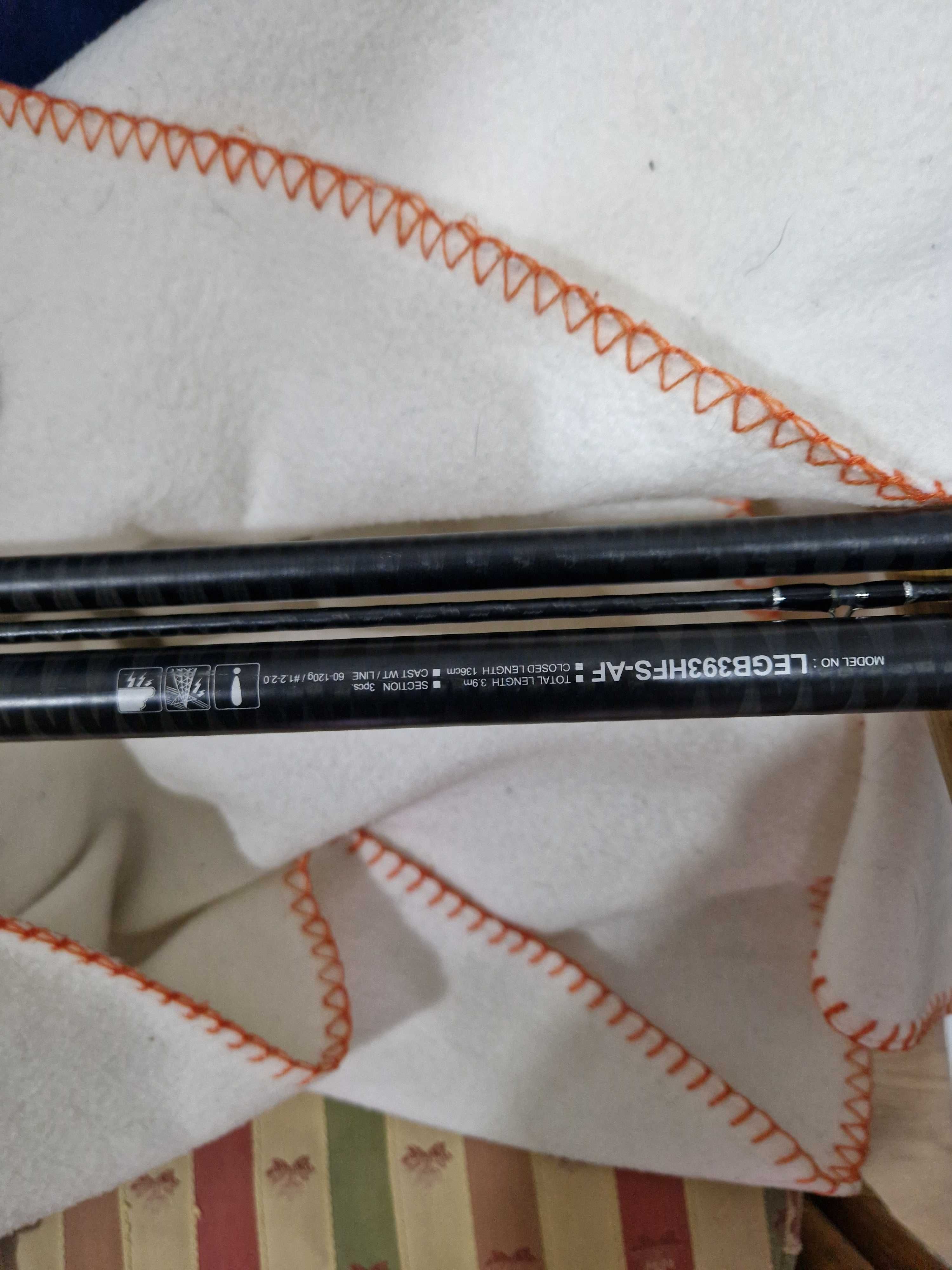 Cana daiwa Legalis 3.90 m e carreto Daiwa Nzon + amostras