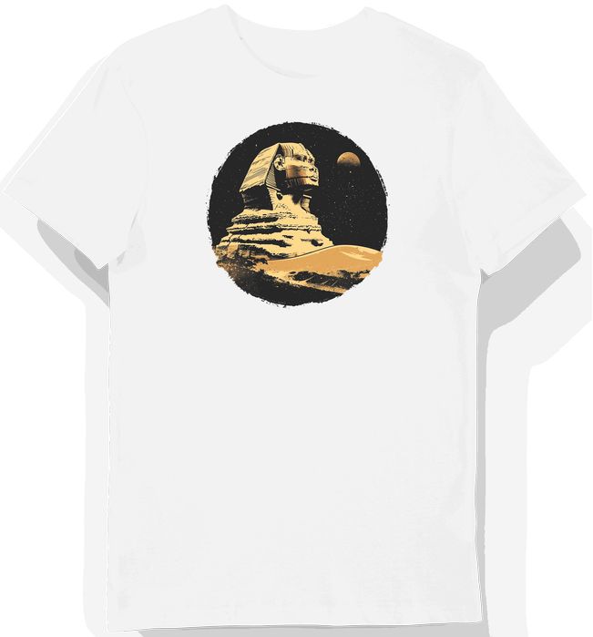 Koszulka męska biała z grafiką piramid i sfinksa M