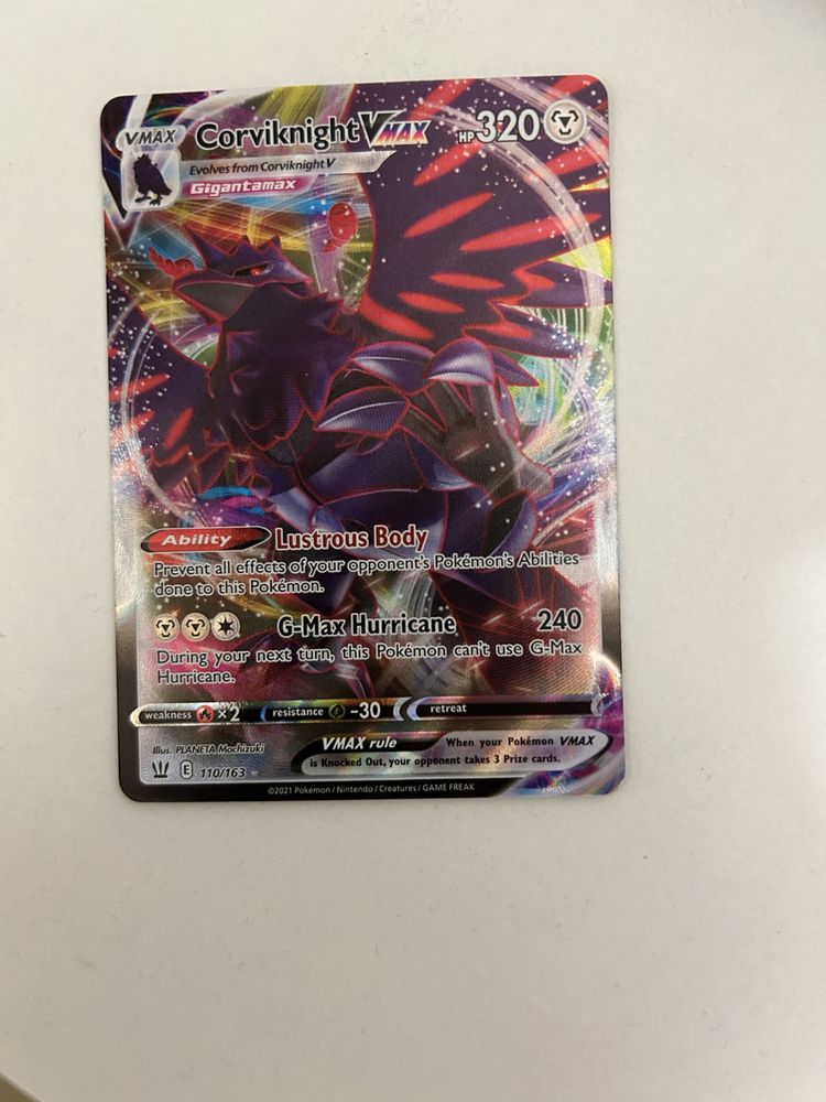 Karta Pokemon Corviknight vmax.
