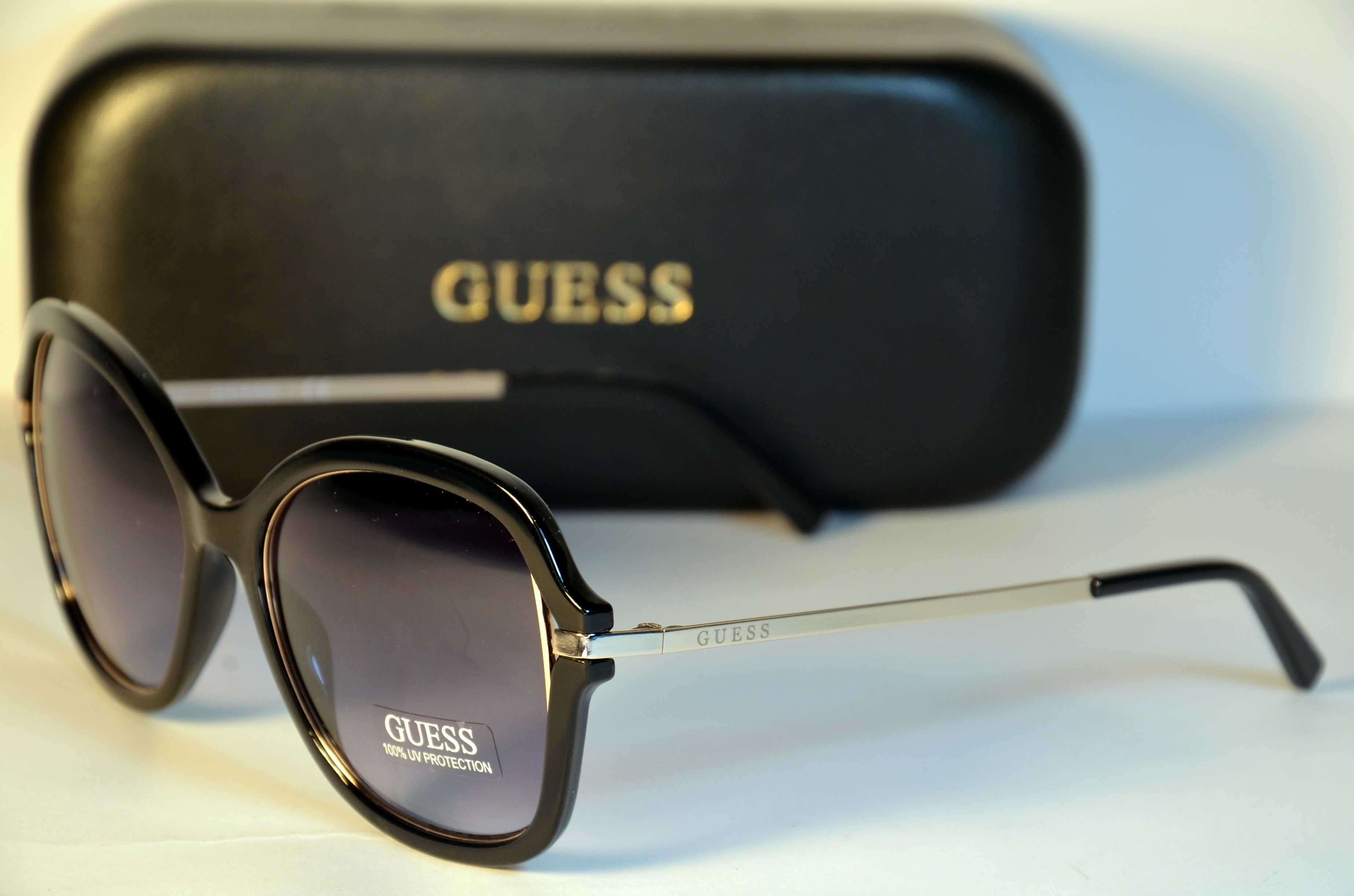 okulary damskie Guess GF0352 muchy czarne złote etui oryginalne