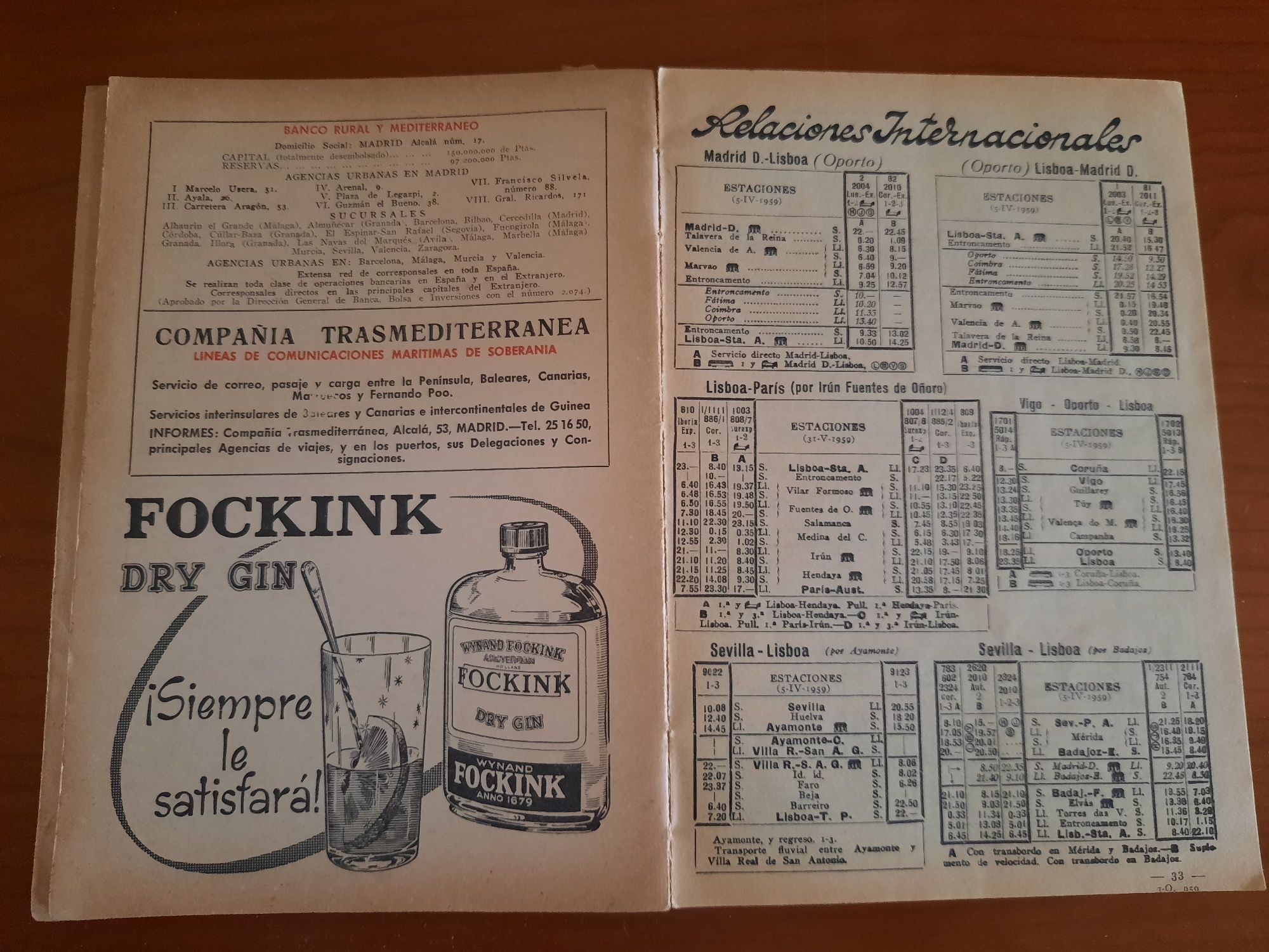 Guia general de ferrocarriles para ir a Francia Out 1939