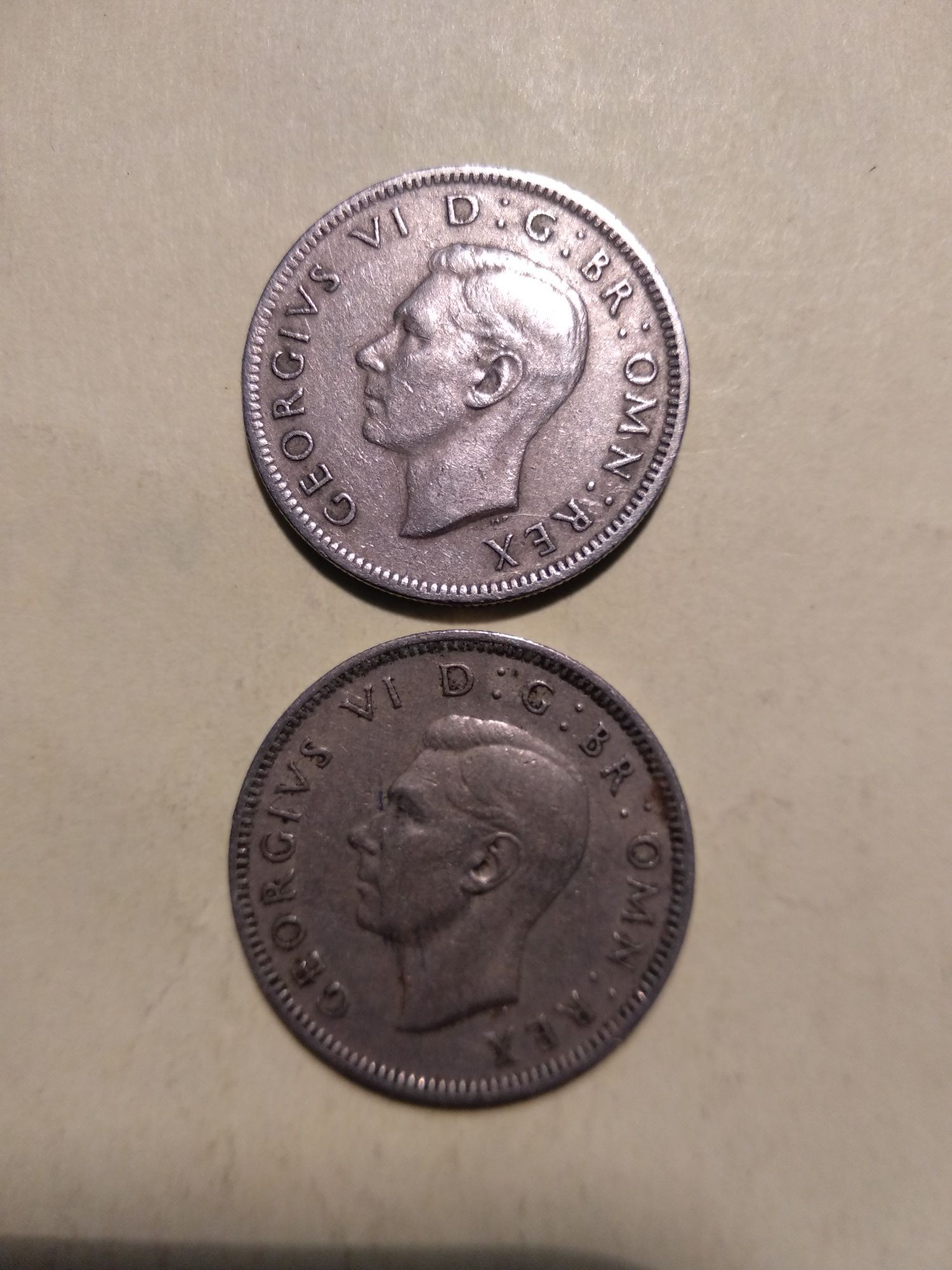 2 moedas de 1 Shilling 1948 Inglaterra