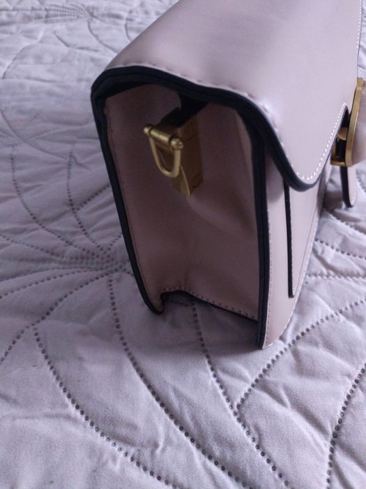 Torebka damska beżowa na ramię i do ręki dwa paski bdb