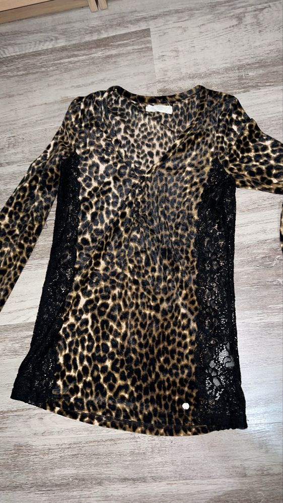 bluzka panterka z koronką xs 34 ralph lauren