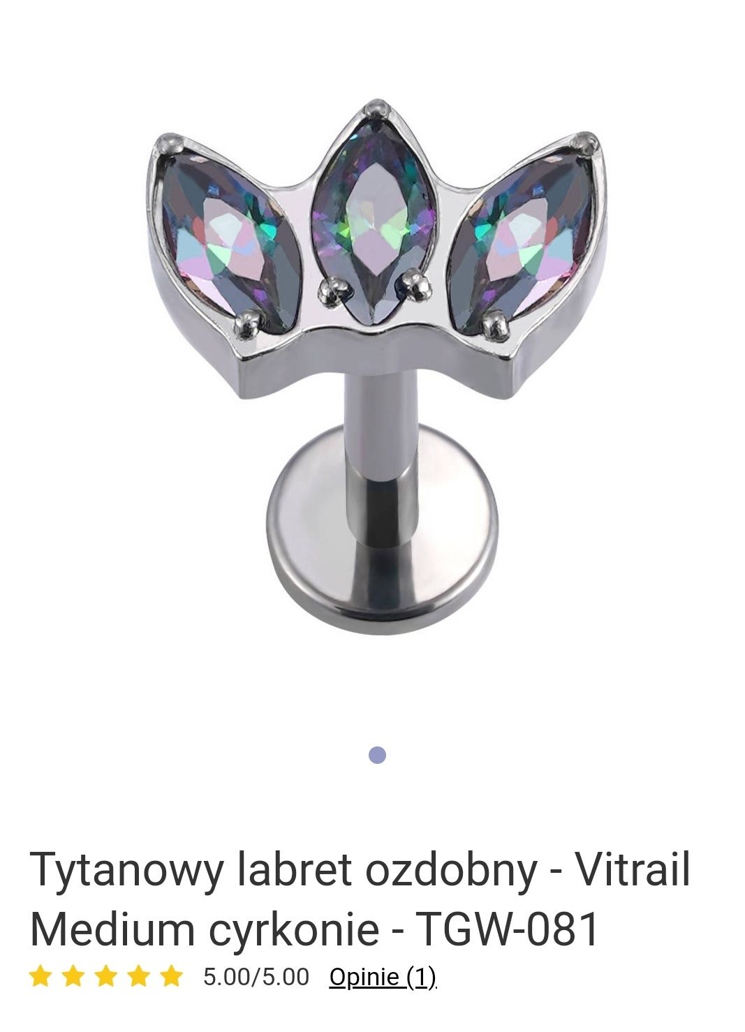 Tytanowy kolczyk labret zdobny