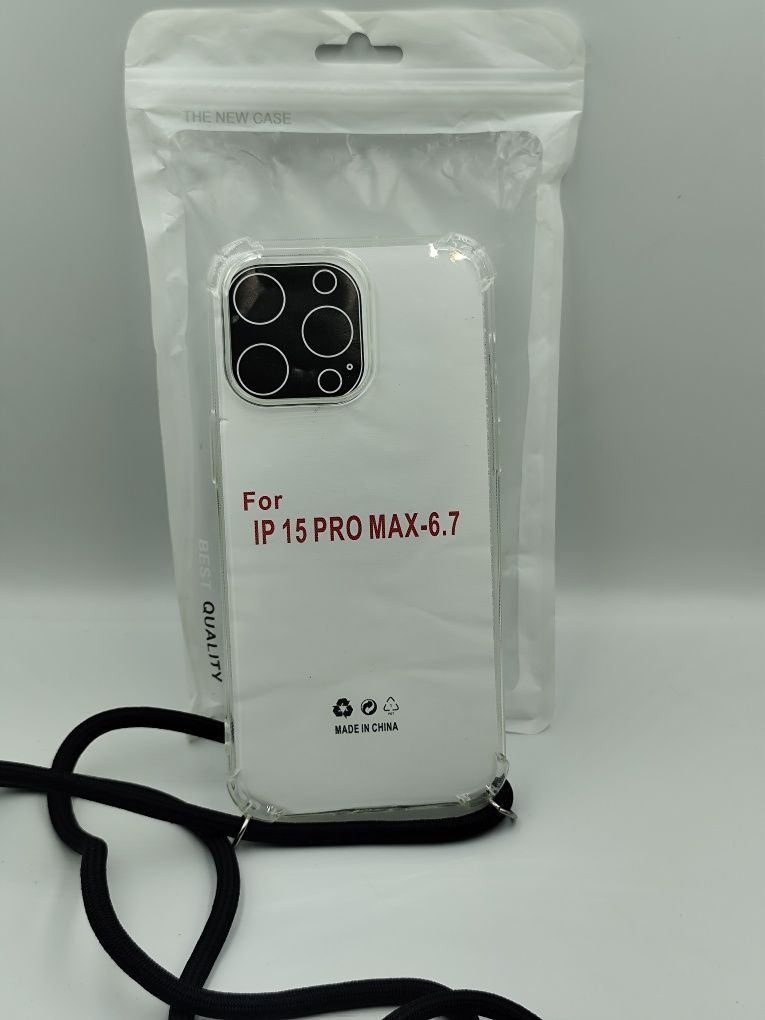 NOWE Przezroczyste etui plecki ze smyczką do Iphone 15 Pro Max