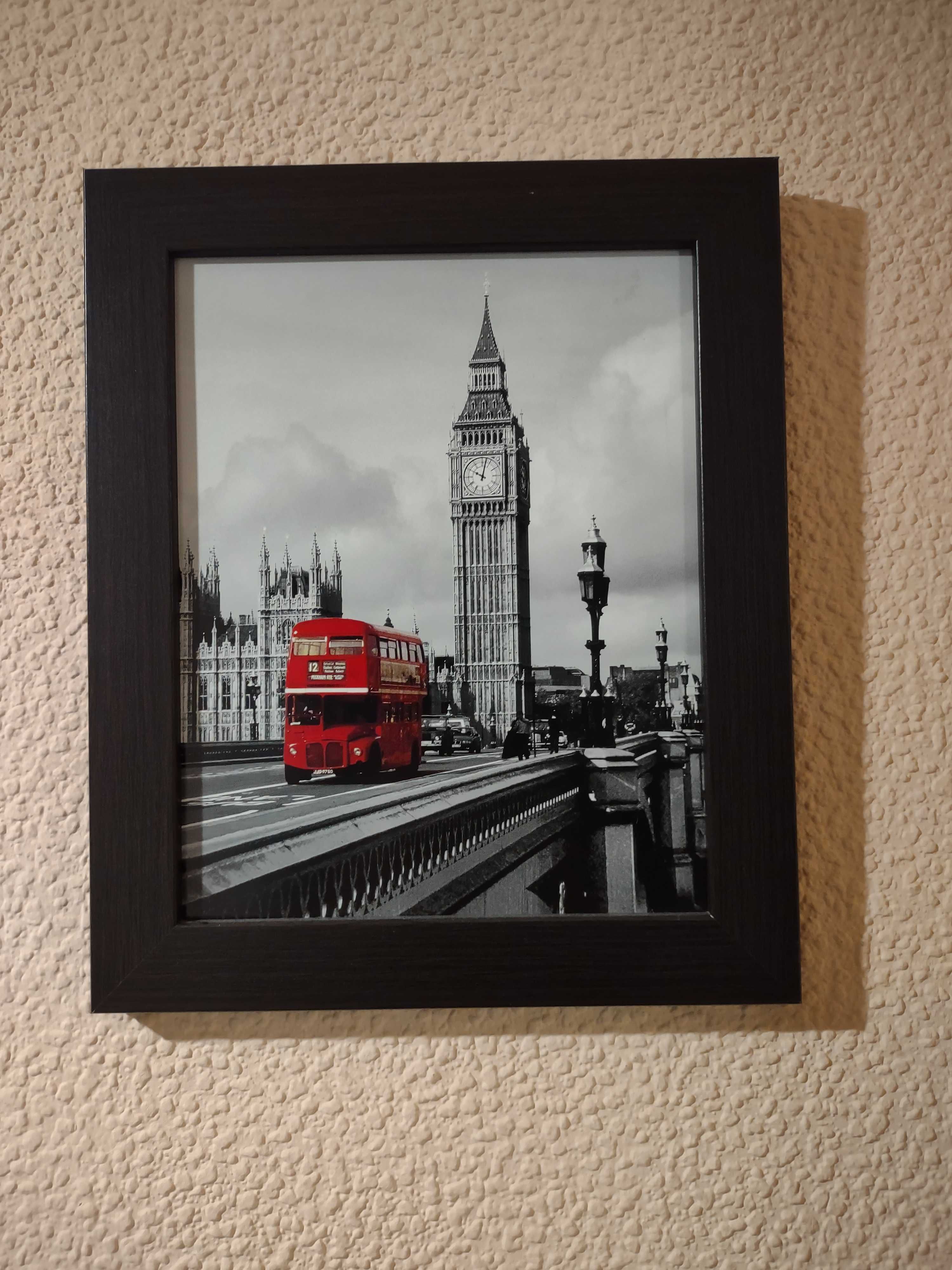 Londyn: Zegar Big Ben i Czerwony Double-Decker 29x24cm