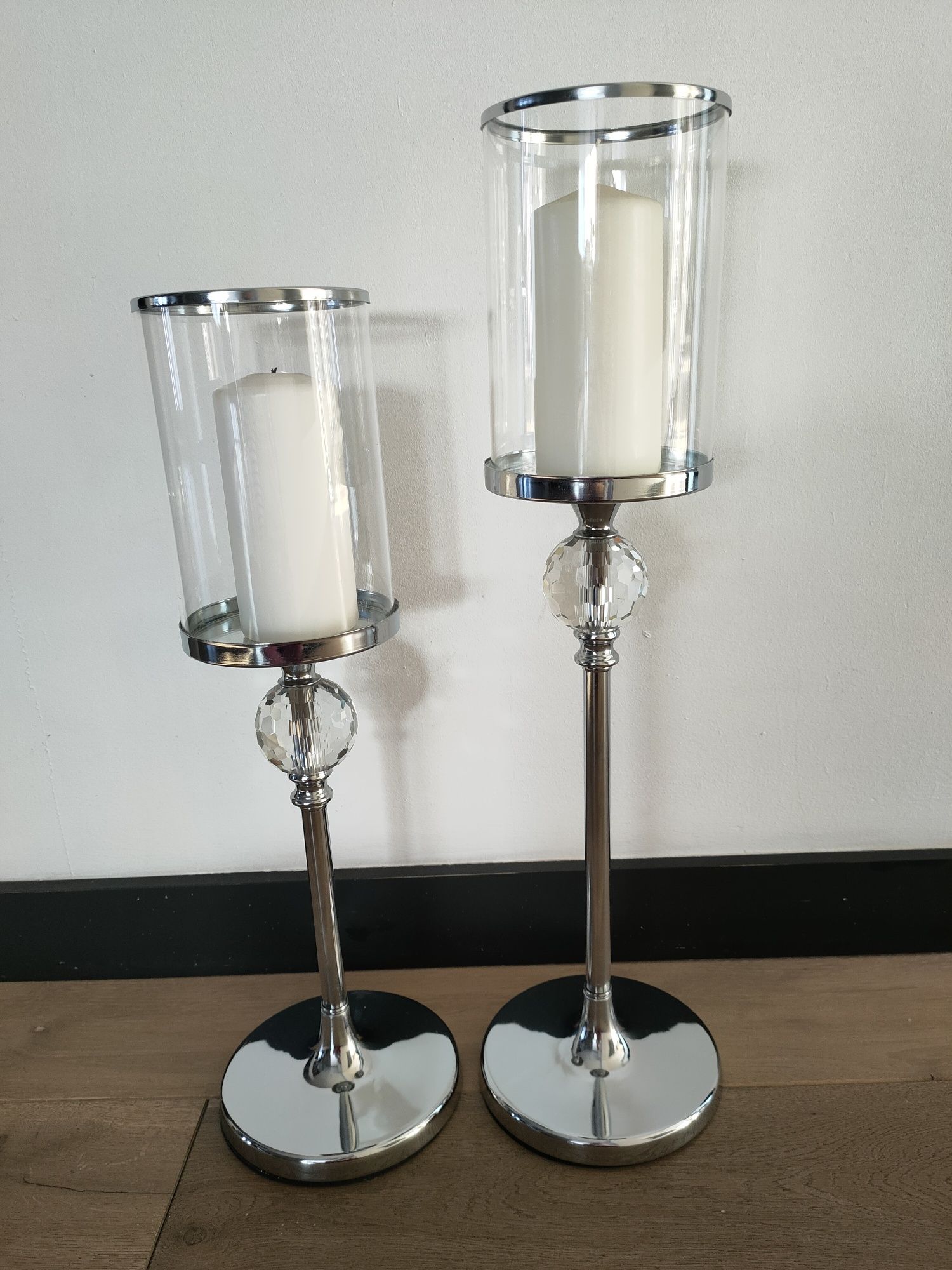 2 Świeczniki szklane, lampiony Glamour +gratis