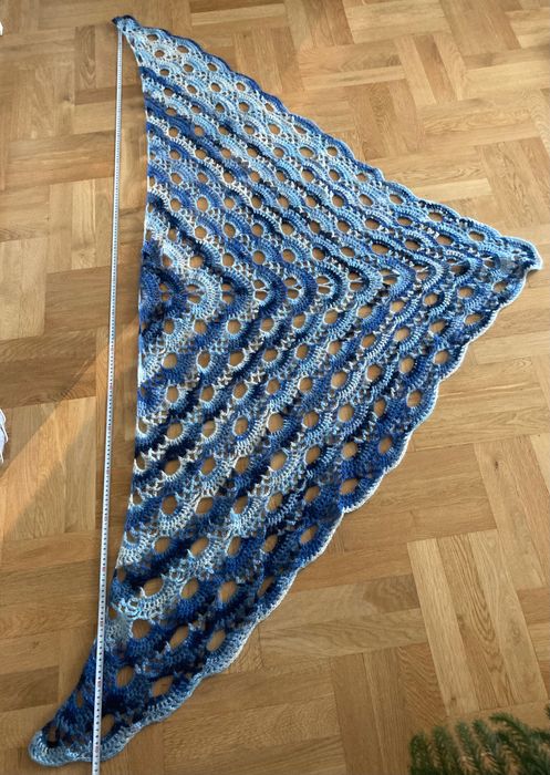 Chusta ręcznie robiona handmade błękity niebieska ombre duża