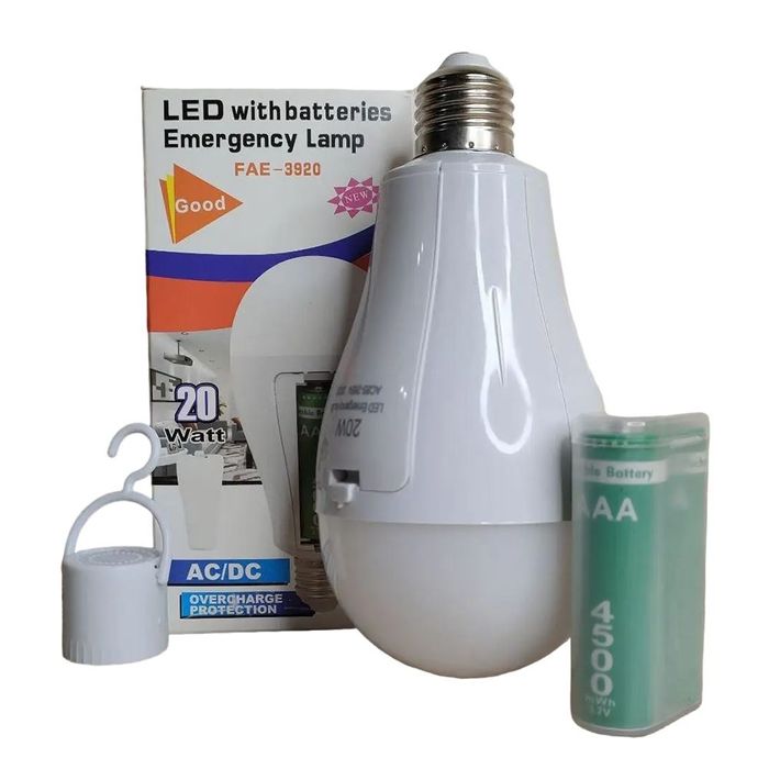 Лампочка LED FAE-3920 с 2 аккумуляторами 18650 та гачком (AMN)