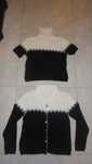 Conjunto camisola/casaco em malha de senhora preto e branco