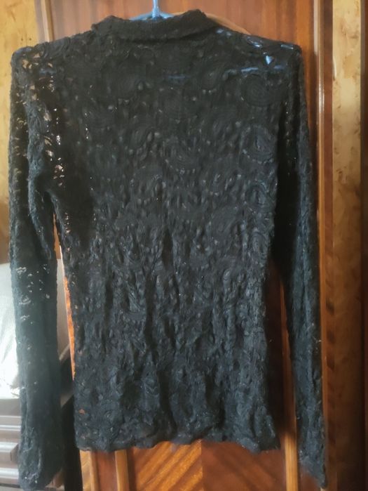Ажурная черная блуза 44р