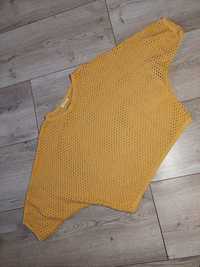 CACHE CACHE żółty ażurowy sweter narzutka M