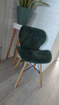 Krzesło skandynawskie tapicerowane butelkowa zieleń