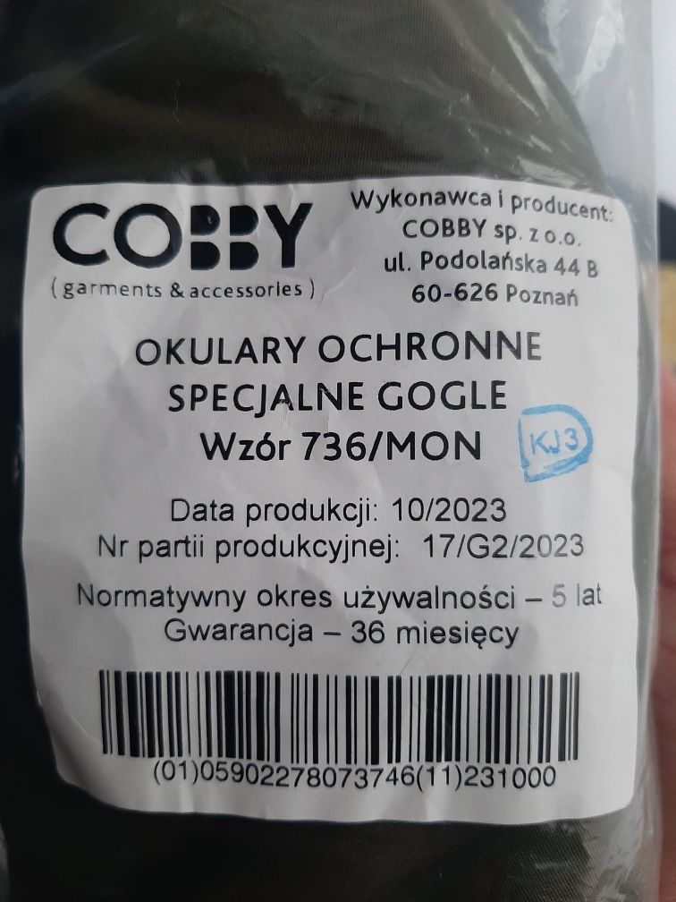 Okulary Ochronne Specjalne Gogle wz. 736/MON Oryginalne Nowe