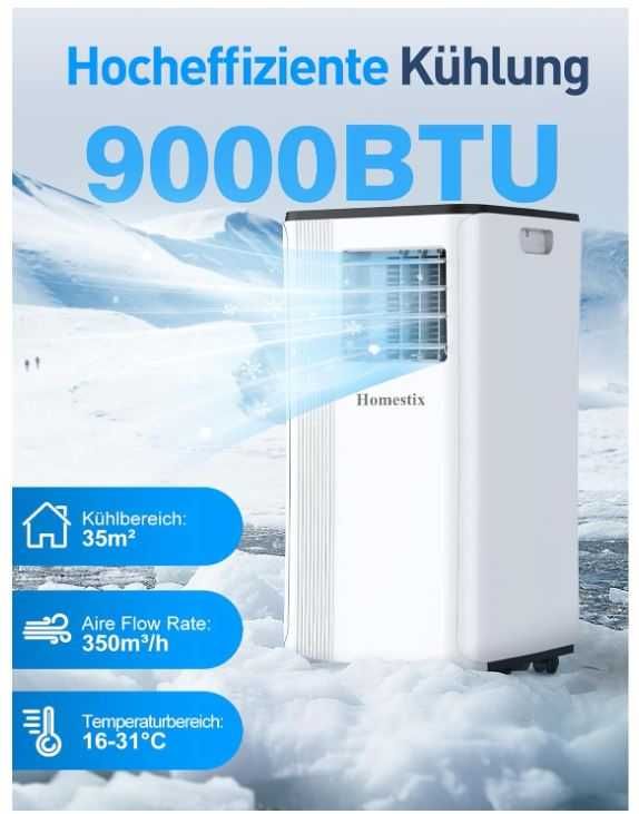 Klimatyzator przenośny Homestix  3 w 1, 2,6kW, sterowanie pilotem
