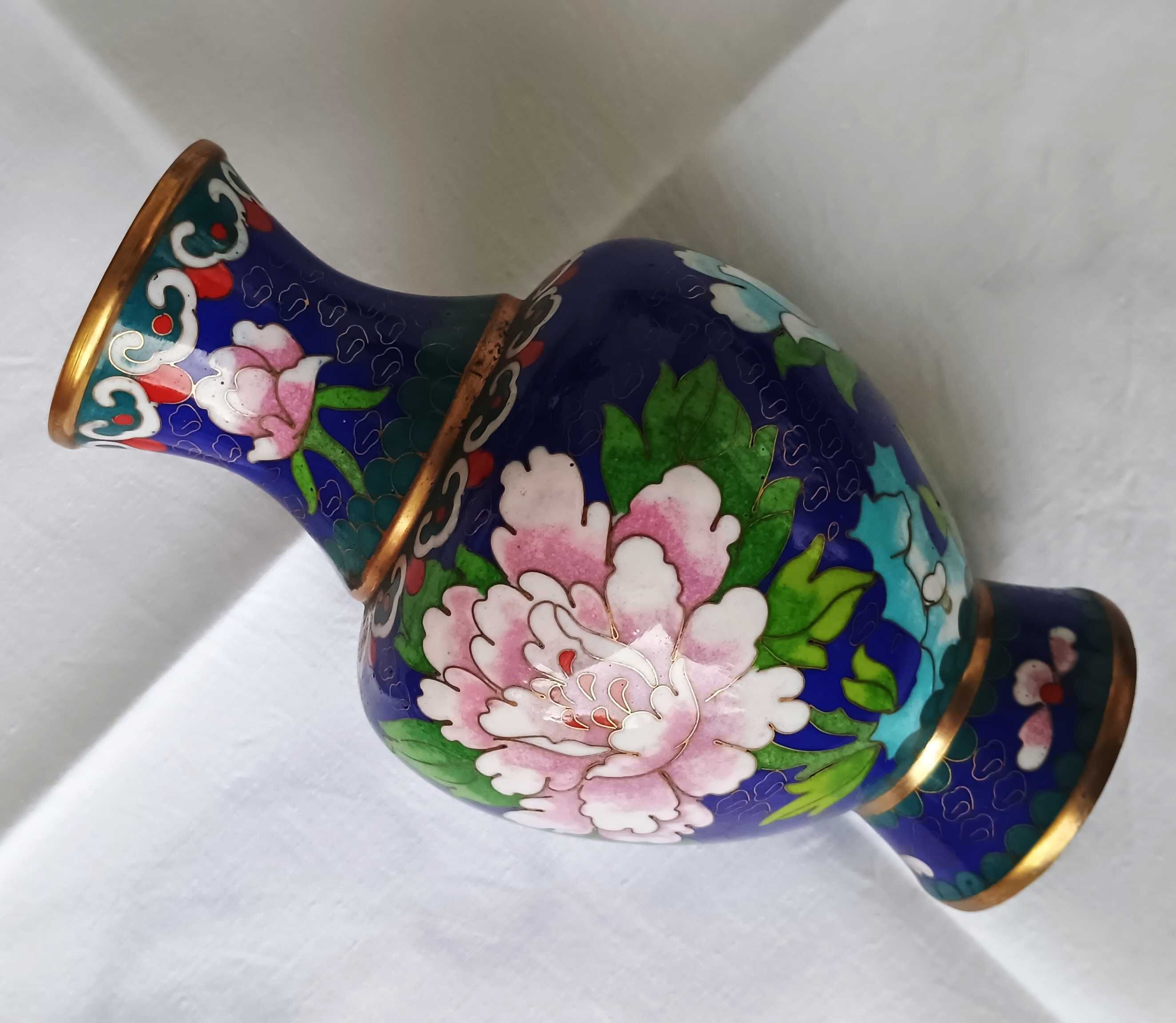 Wazon Cloisonne, emalia komórkowa