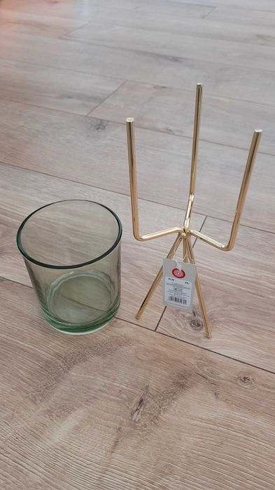 Swiecznik lampion zloty 2szt