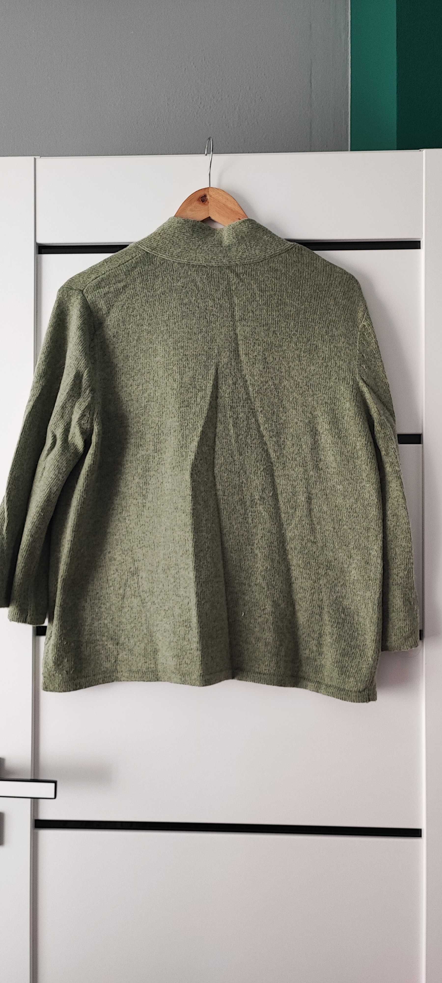 Oliwkowy zielony  sweter damski narzutka kardigan XL