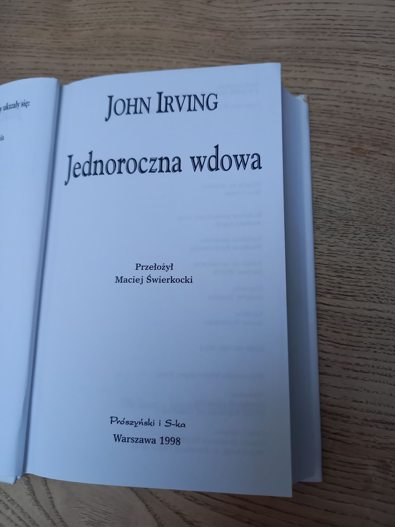 John Irving "jednoroczna wdowa"