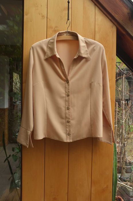 beżowa piaskowa elegancka wizytowa bluzka koszula XL Damak plussize