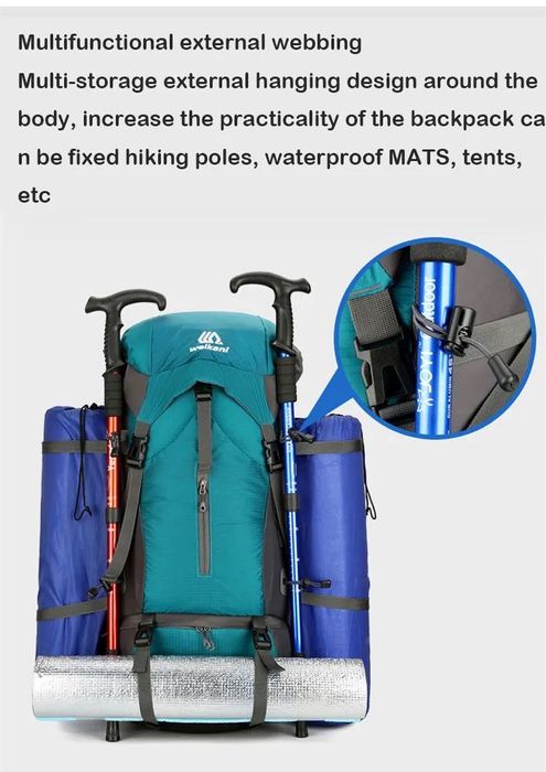 Туристичний трекінговий похідний рюкзак Waikani 65+5L чорний + чехол