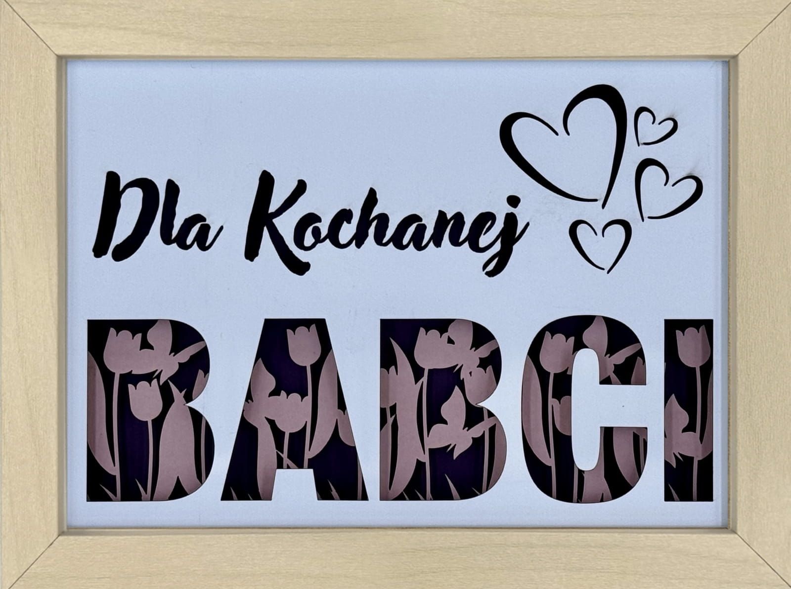 Ramka 3D shadow box Dla Kochanej Babci Tulipany 20x15