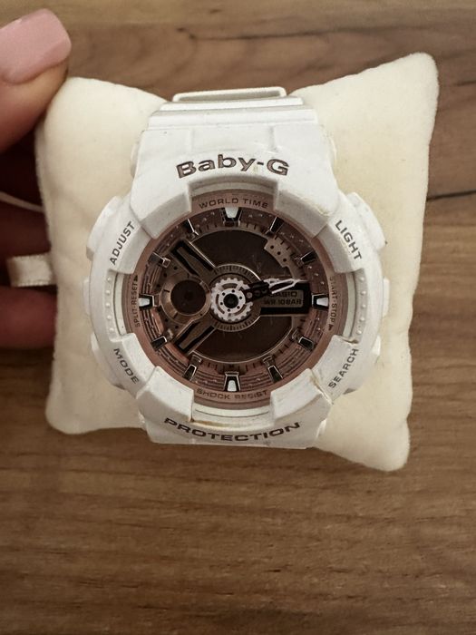 Zegarek Baby-G bialy, rozowa tarcza