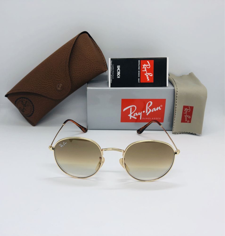 Солнцезащитные круглые очки Ray Ban Round Metal 3447 gBrown 50м стекло