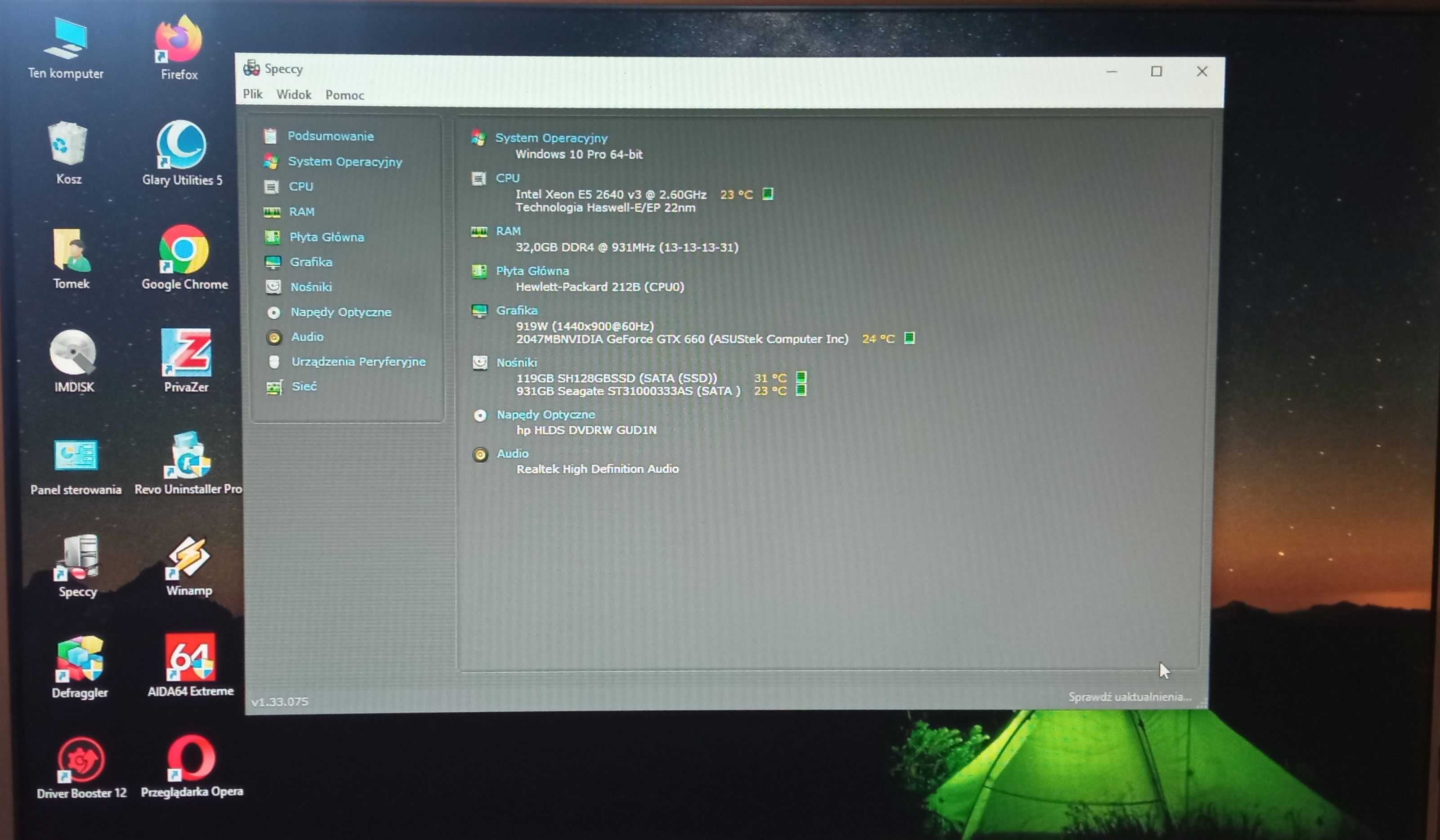 Komputer HP Z440 TOWER XEON E5-2640 v3 8x3.40GHz DDR4 32GB