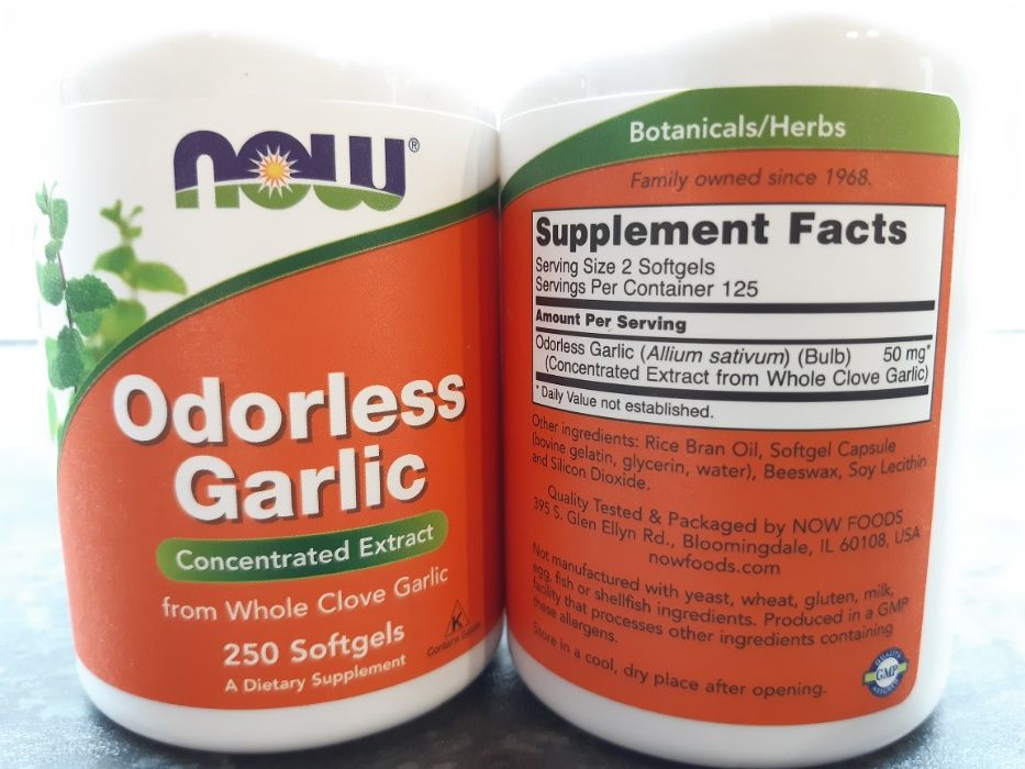 Now Foods, Odorless Garlic (250 капс.), экстракт чеснок без запаха