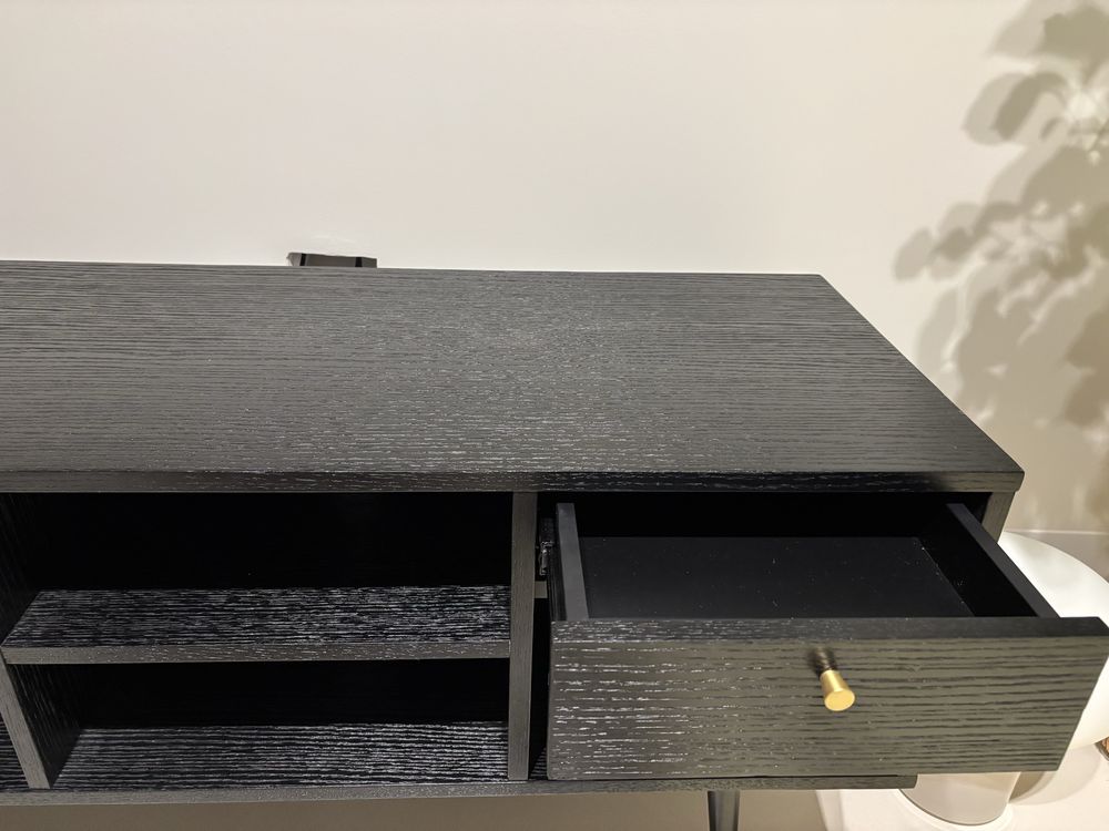 Komplet komoda szafka RTV czarne 160 cm i 120 cm