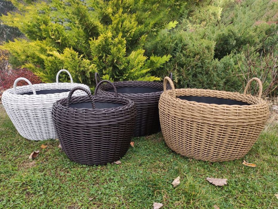 Корзина для дров, плетеная дровница, кошик з ротанга, Кашпо, дровниця